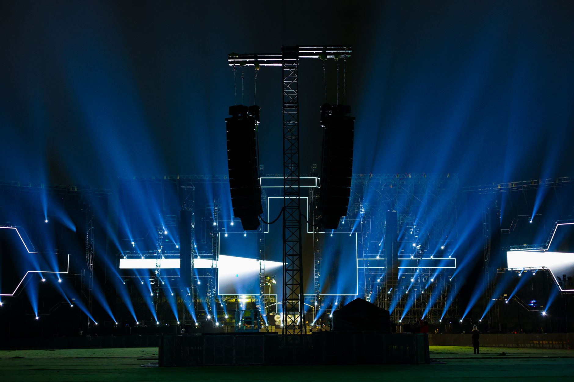 sound mixing console at a concert