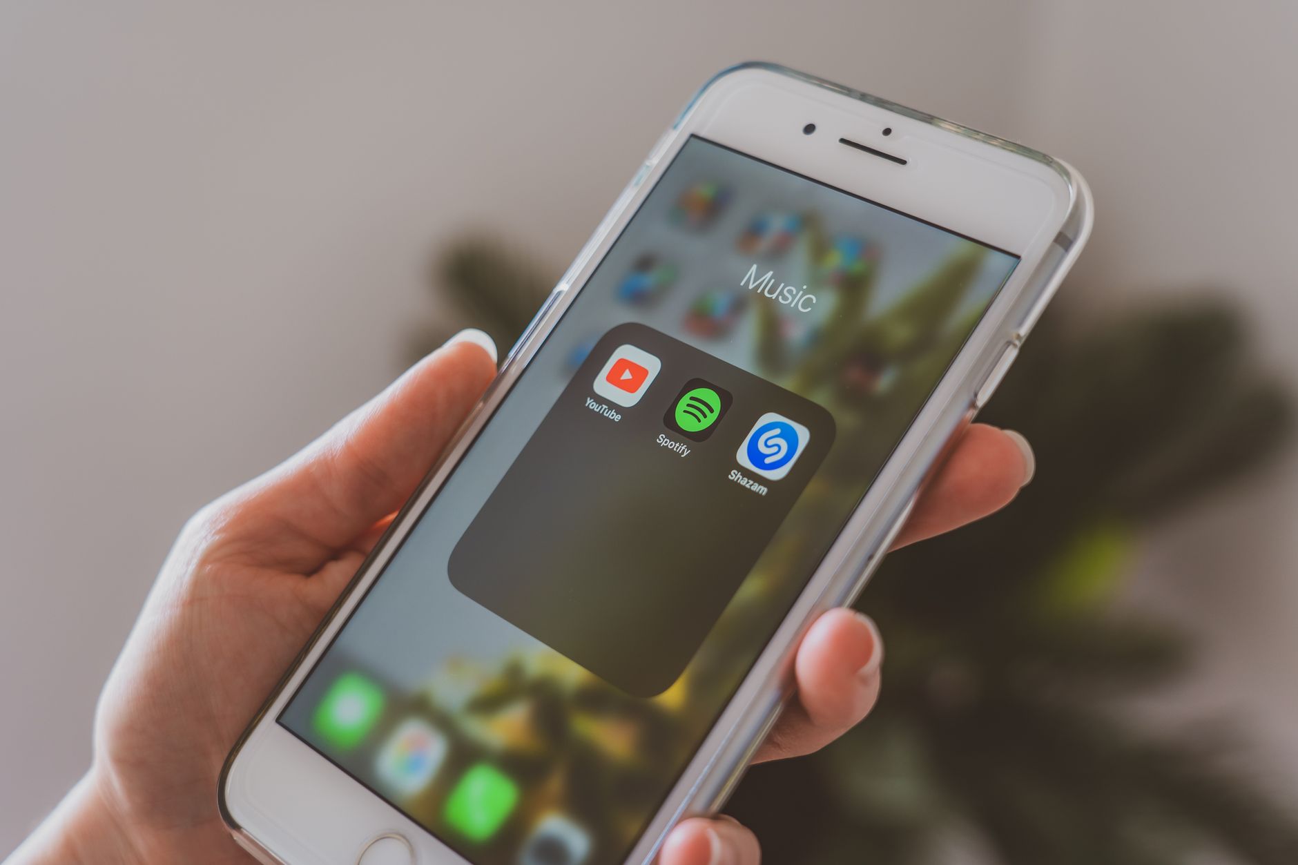 music streaming platform icons on phone